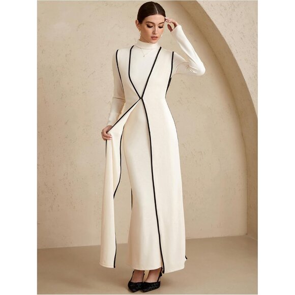 Women's 2 Piece Sweater Dress Set Maxi Turtleneck Long Sleeve Elegant Outfit - Picture 4 of 5